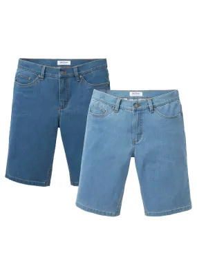 Bermuda vaquera elástica de corte cómodo y regular (2 unidades) Denim claro + denim